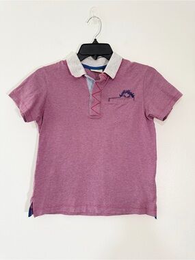 Fendi Kids Pink Stripe Polo Shirt Monster Eyes Logo Size 12A Italy